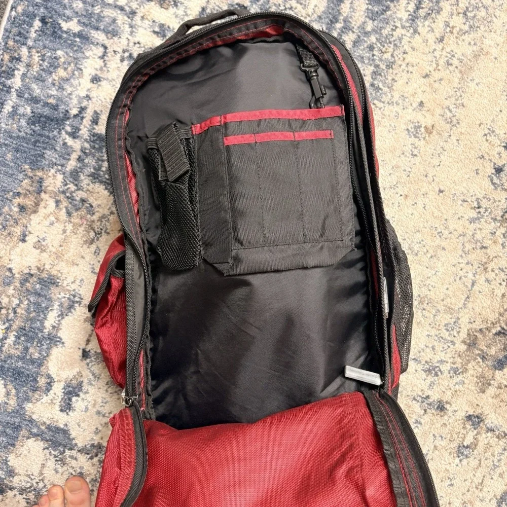 Vintage Polo Sport Ralph Lauren Red Backpack USA Flag Logo 90s Nylon